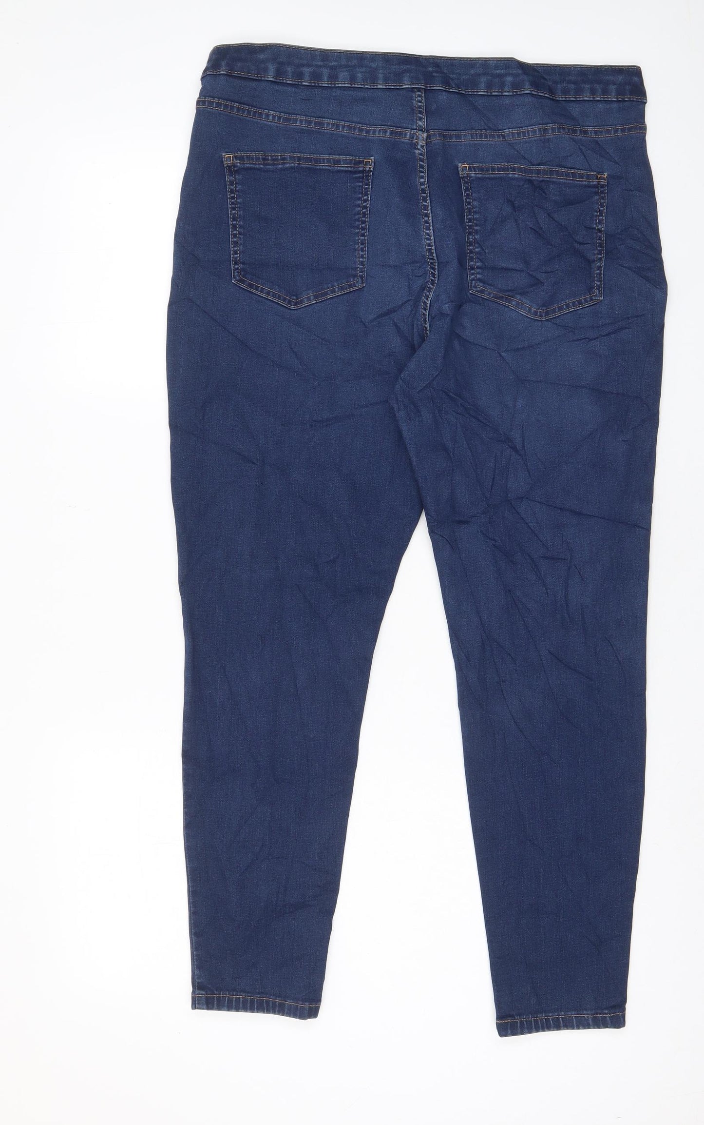 Marks and Spencer Womens Blue Cotton Skinny Jeans Size 18 L27 in Regular Zip - Pockets