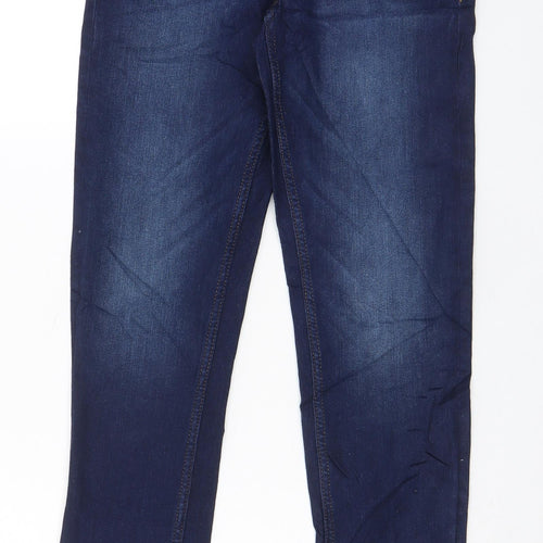 Marks and Spencer Womens Blue Cotton Straight Jeans Size 8 L26 in Slim Zip - Pockets