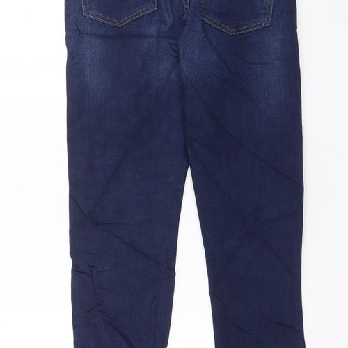 Marks and Spencer Womens Blue Cotton Straight Jeans Size 8 L26 in Slim Zip - Pockets