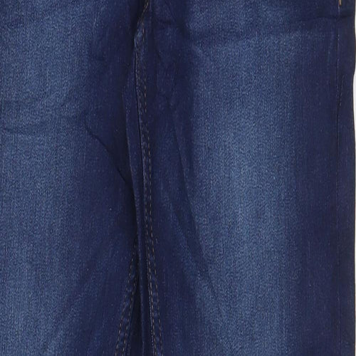 Marks and Spencer Womens Blue Cotton Straight Jeans Size 8 L26 in Slim Zip - Pockets