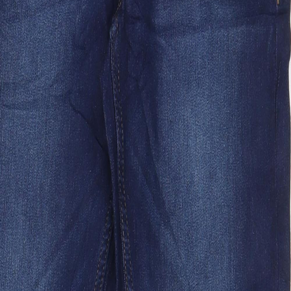 Marks and Spencer Womens Blue Cotton Straight Jeans Size 8 L26 in Slim Zip - Pockets