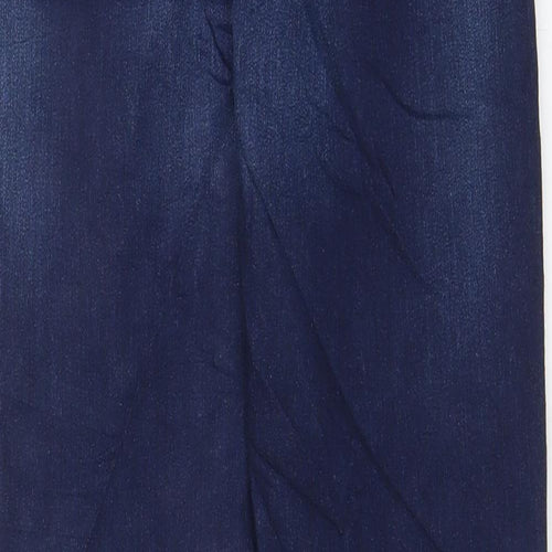 Marks and Spencer Womens Blue Cotton Straight Jeans Size 8 L26 in Slim Zip - Pockets