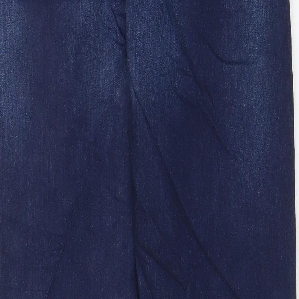 Marks and Spencer Womens Blue Cotton Straight Jeans Size 8 L26 in Slim Zip - Pockets