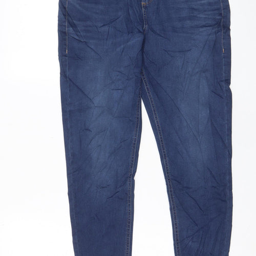 Marks and Spencer Womens Blue Cotton Skinny Jeans Size 12 L29 in Regular Zip - Pockets