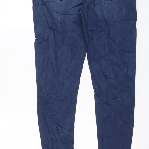 Marks and Spencer Womens Blue Cotton Skinny Jeans Size 12 L29 in Regular Zip - Pockets
