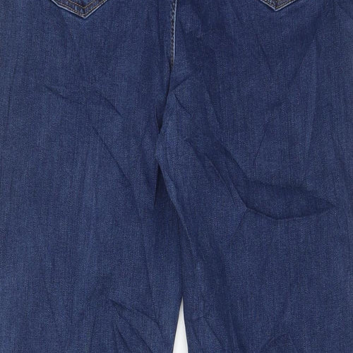 Marks and Spencer Womens Blue Cotton Straight Jeans Size 18 L30 in Regular Zip - Pockets