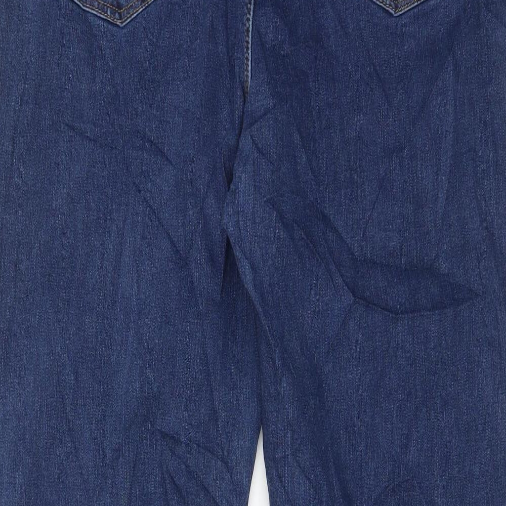 Marks and Spencer Womens Blue Cotton Straight Jeans Size 18 L30 in Regular Zip - Pockets