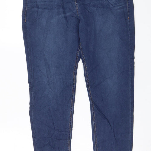 Marks and Spencer Womens Blue Cotton Skinny Jeans Size 16 L29 in Regular Zip - Pockets