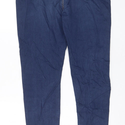Marks and Spencer Womens Blue Cotton Skinny Jeans Size 16 L29 in Regular Zip - Pockets