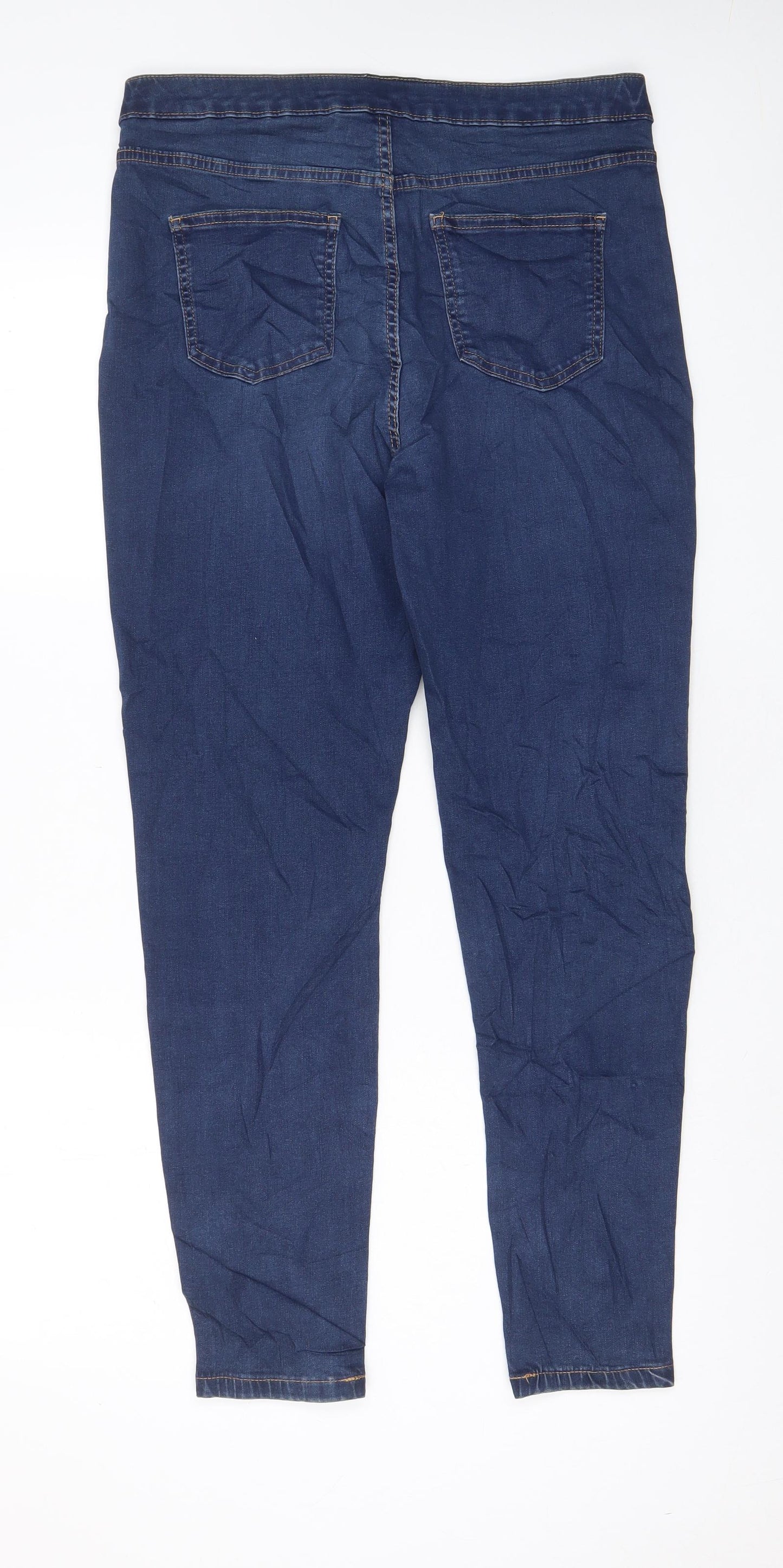 Marks and Spencer Womens Blue Cotton Skinny Jeans Size 16 L29 in Regular Zip - Pockets