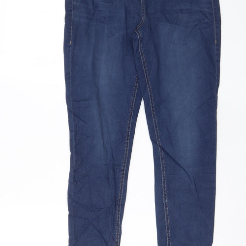 Marks and Spencer Womens Blue Cotton Skinny Jeans Size 12 L29 in Regular Zip - Pockets