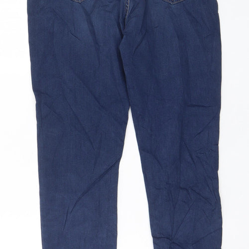 Marks and Spencer Womens Blue Cotton Skinny Jeans Size 12 L29 in Regular Zip - Pockets