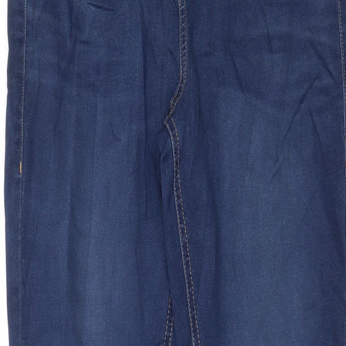 Marks and Spencer Womens Blue Cotton Skinny Jeans Size 12 L29 in Regular Zip - Pockets