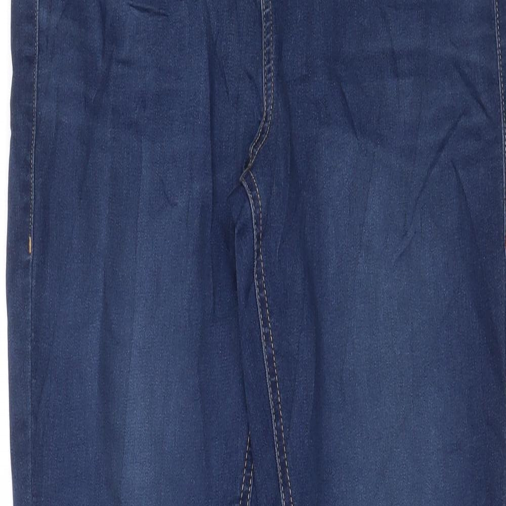 Marks and Spencer Womens Blue Cotton Skinny Jeans Size 12 L29 in Regular Zip - Pockets