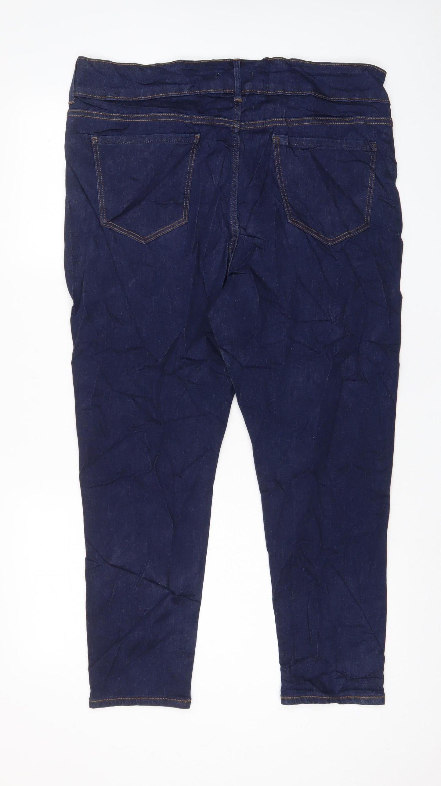 Per Una Womens Blue Cotton Skinny Jeans Size 20 L26 in Regular Zip - Pockets