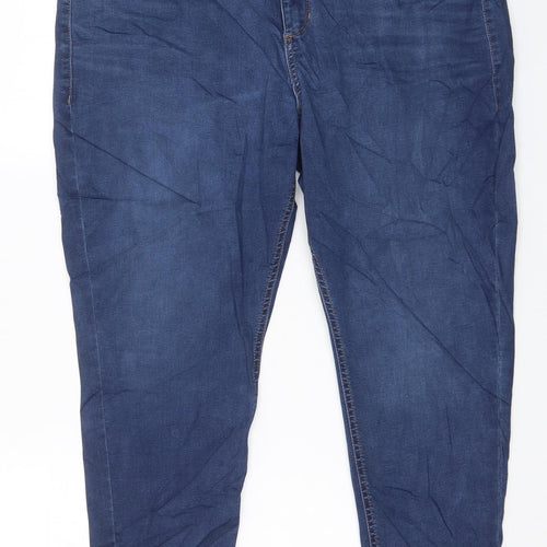 Marks and Spencer Womens Blue Cotton Skinny Jeans Size 20 L25 in Regular Zip - Pockets