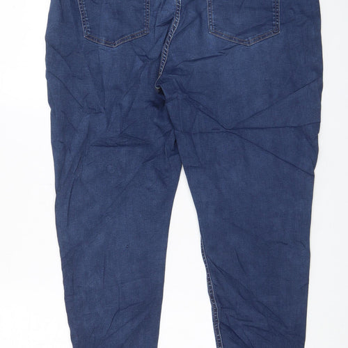 Marks and Spencer Womens Blue Cotton Skinny Jeans Size 20 L25 in Regular Zip - Pockets