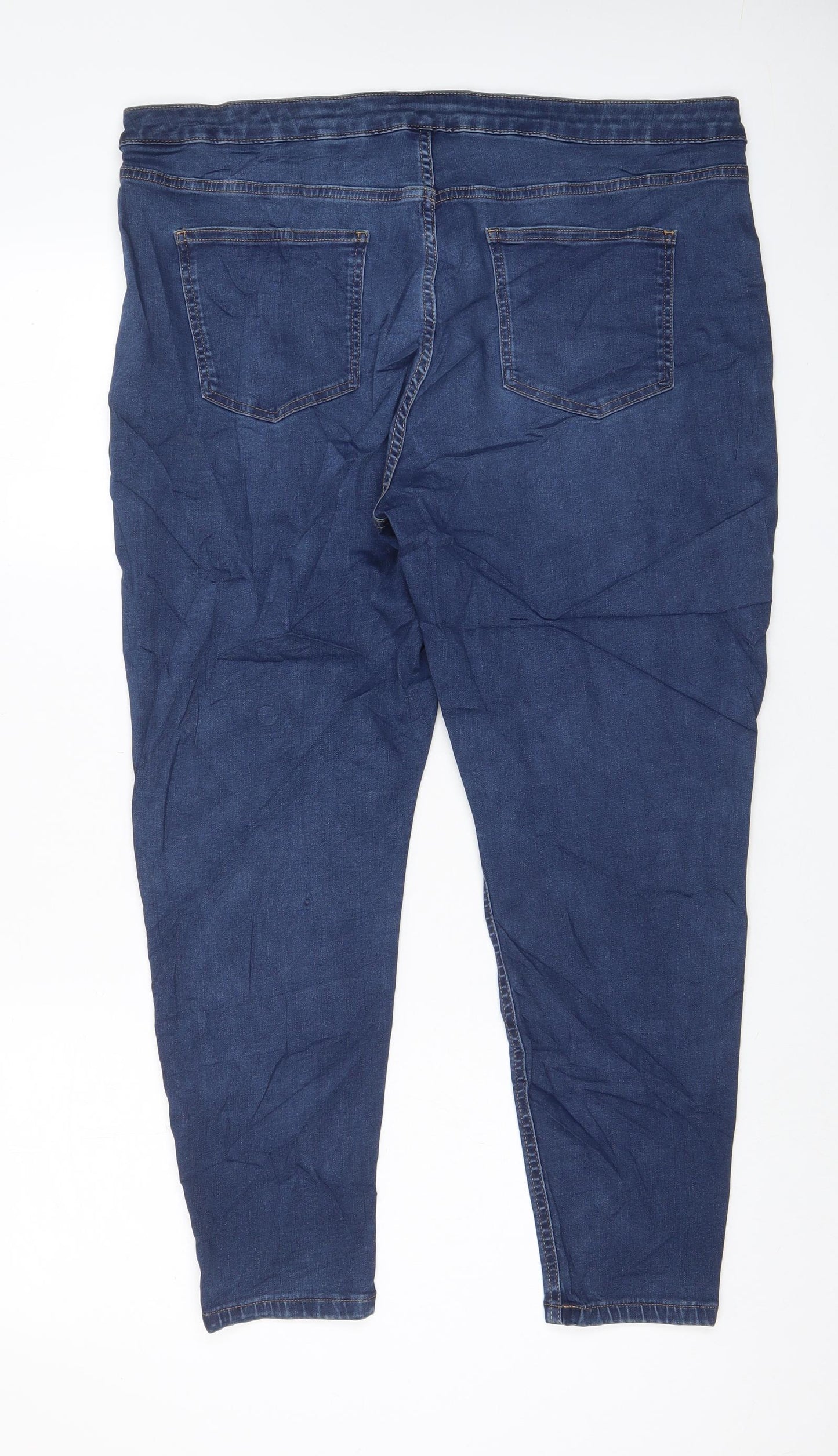 Marks and Spencer Womens Blue Cotton Skinny Jeans Size 20 L25 in Regular Zip - Pockets