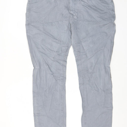 Marks and Spencer Mens Blue Cotton Tapered Jeans Size 38 in L29 in Regular Zip - Short Leg, Pockets
