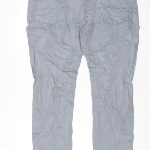 Marks and Spencer Mens Blue Cotton Tapered Jeans Size 38 in L29 in Regular Zip - Short Leg, Pockets