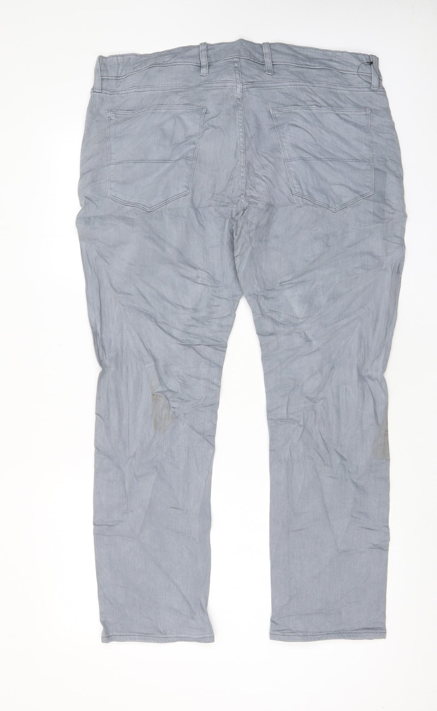 Marks and Spencer Mens Blue Cotton Tapered Jeans Size 38 in L29 in Regular Zip - Short Leg, Pockets