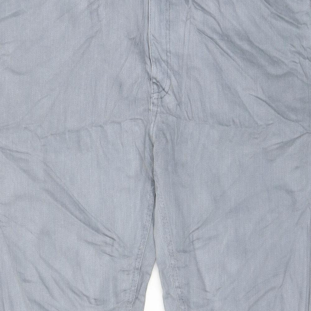 Marks and Spencer Mens Blue Cotton Tapered Jeans Size 38 in L29 in Regular Zip - Short Leg, Pockets