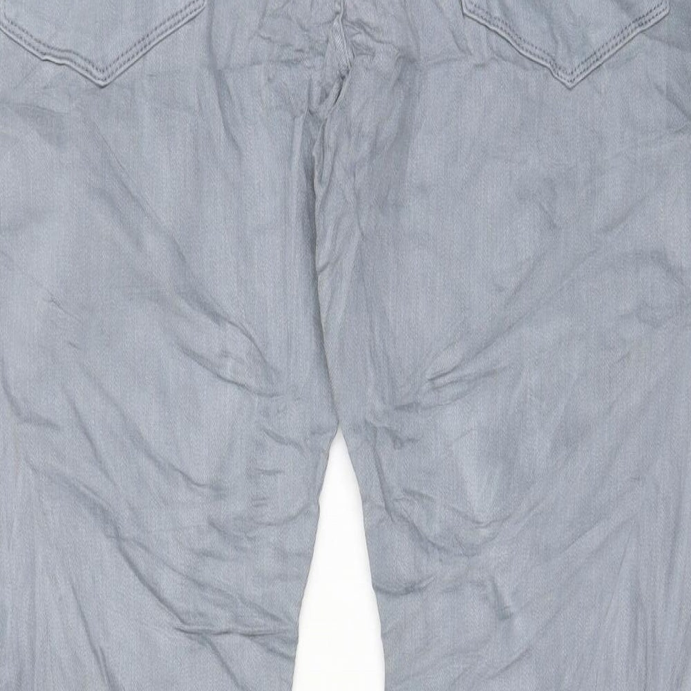 Marks and Spencer Mens Blue Cotton Tapered Jeans Size 38 in L29 in Regular Zip - Short Leg, Pockets