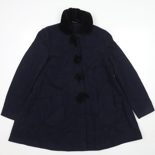 Topshop Womens Blue Pea Coat Coat Size 10 Snap