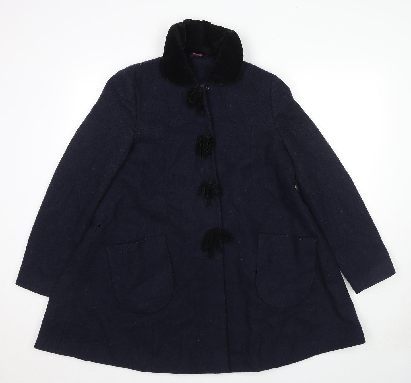 Topshop Womens Blue Pea Coat Coat Size 10 Snap