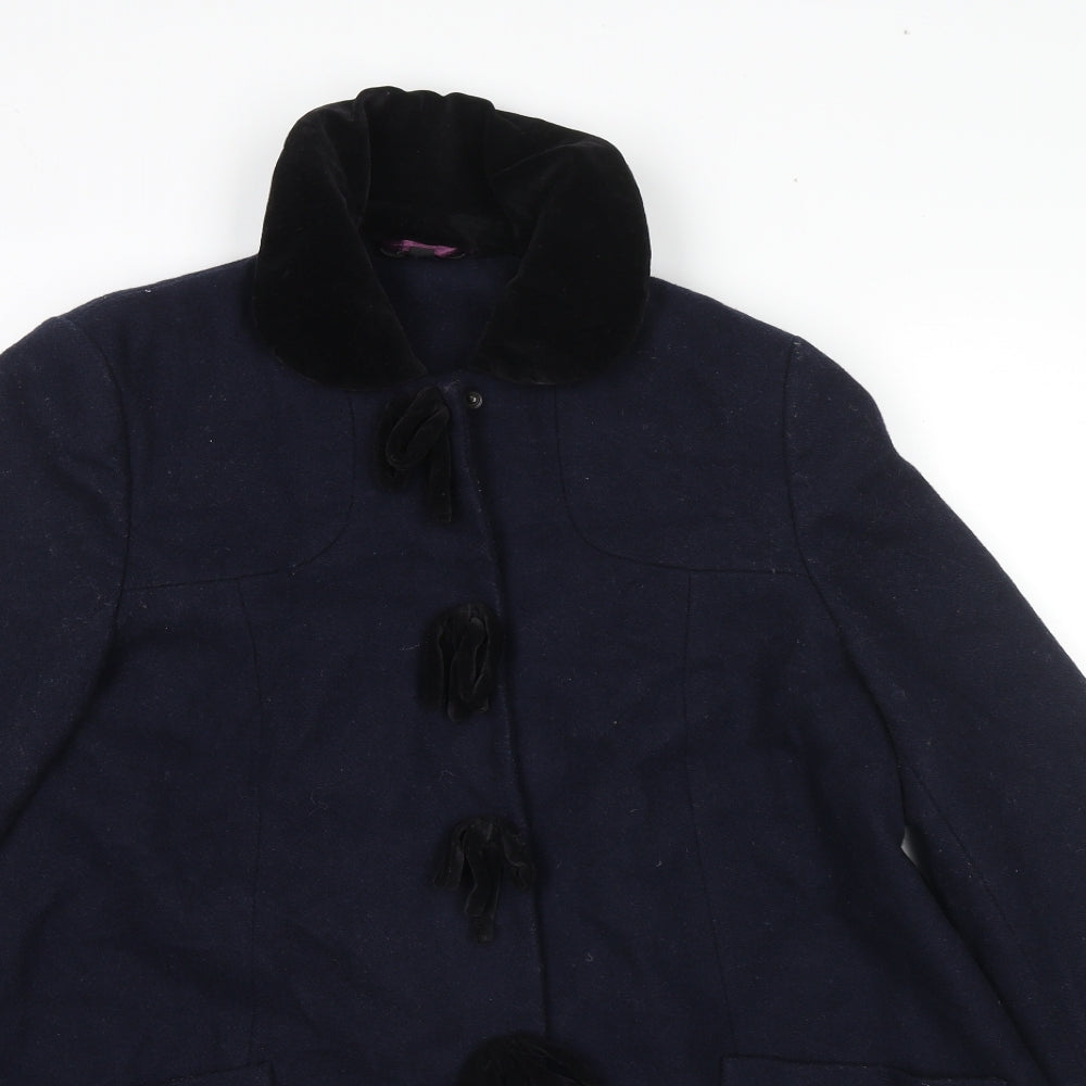 Topshop Womens Blue Pea Coat Coat Size 10 Snap