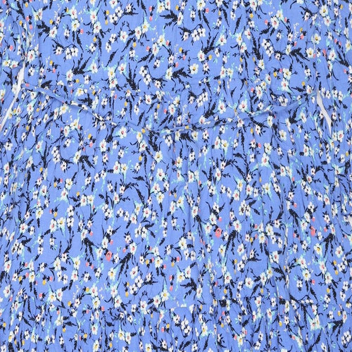 Marks and Spencer Womens Blue Floral Viscose Maxi Size 24 V-Neck Pullover