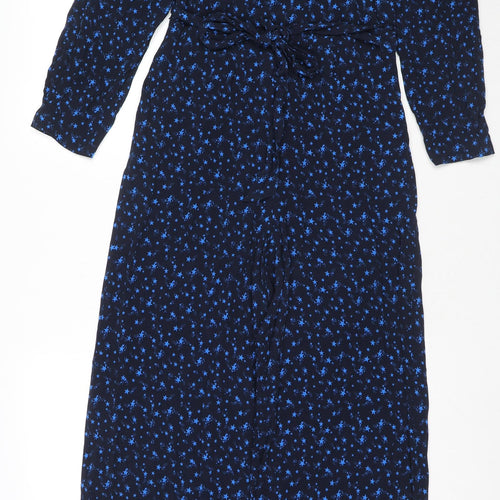 Marks and Spencer Womens Blue Geometric Viscose Jumpsuit One-Piece Size 8 L26 in Pullover