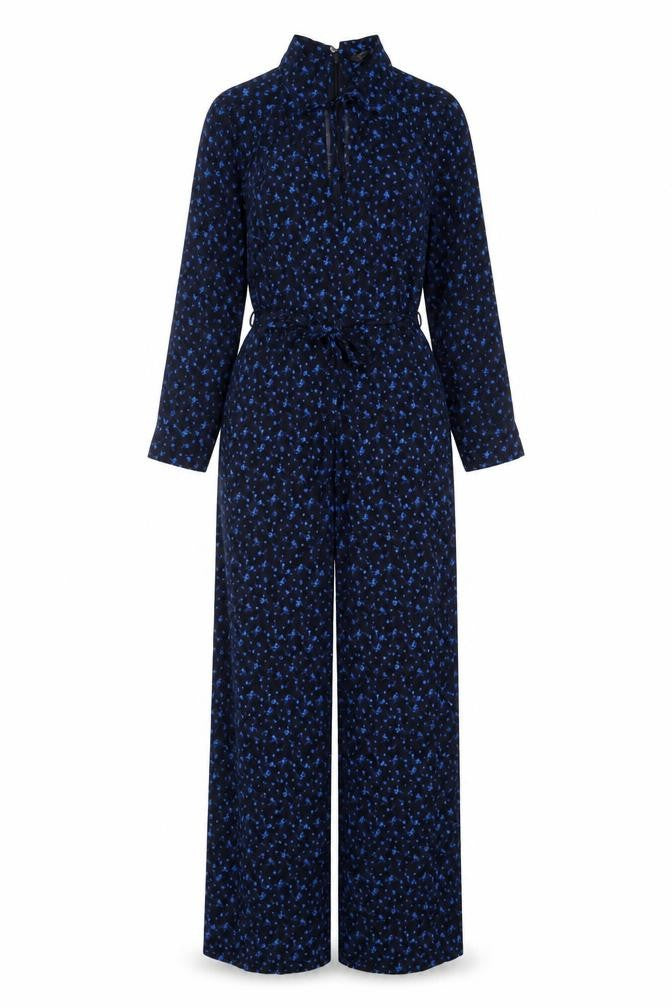 Marks and Spencer Womens Blue Geometric Viscose Jumpsuit One-Piece Size 8 L26 in Pullover