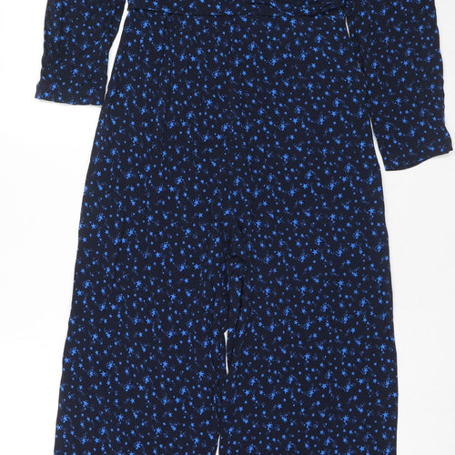 Marks and Spencer Womens Blue Geometric Viscose Jumpsuit One-Piece Size 8 L26 in Pullover