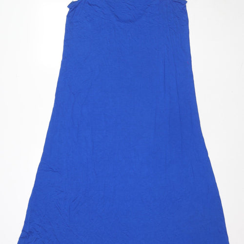 Marks and Spencer Womens Blue Viscose Tank Dress Size 14 Scoop Neck Pullover - Beach Wear