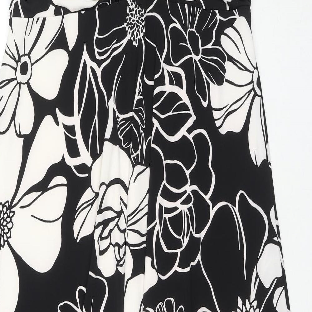 Kaliko Womens Black Floral Polyester Maxi Size 18 V-Neck Button