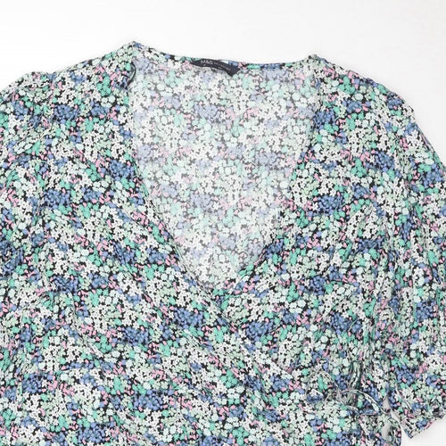 Marks and Spencer Womens Multicoloured Floral Viscose Wrap Blouse Size 20 V-Neck