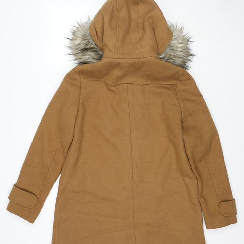 Zara Womens Brown Pea Coat Coat Size S Zip