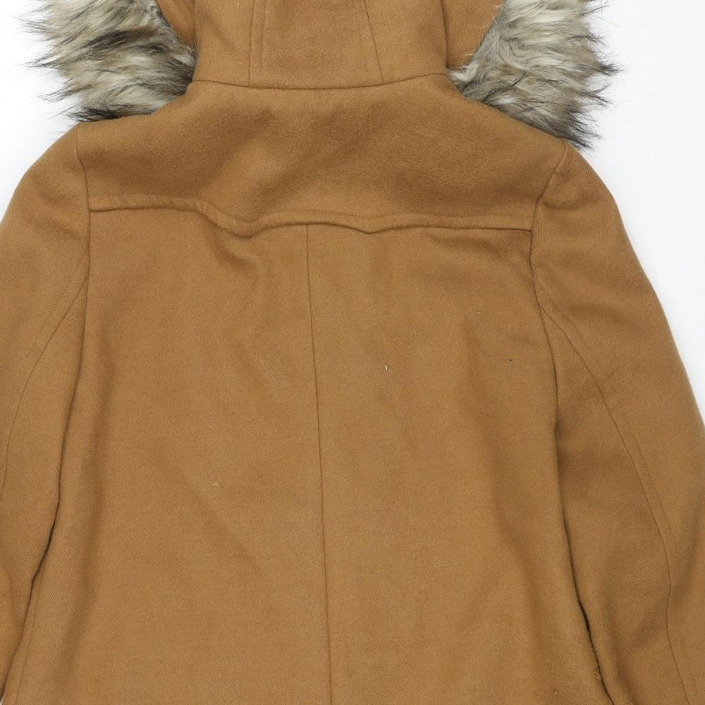Zara Womens Brown Pea Coat Coat Size S Zip