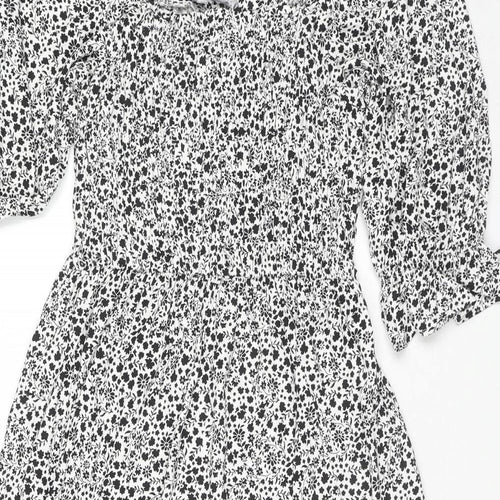 Marks and Spencer Womens White Floral Viscose Maxi Size 12 Square Neck Pullover