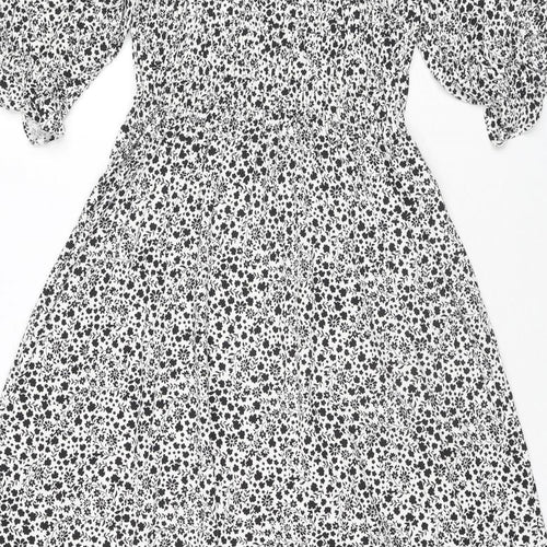Marks and Spencer Womens White Floral Viscose Maxi Size 12 Square Neck Pullover