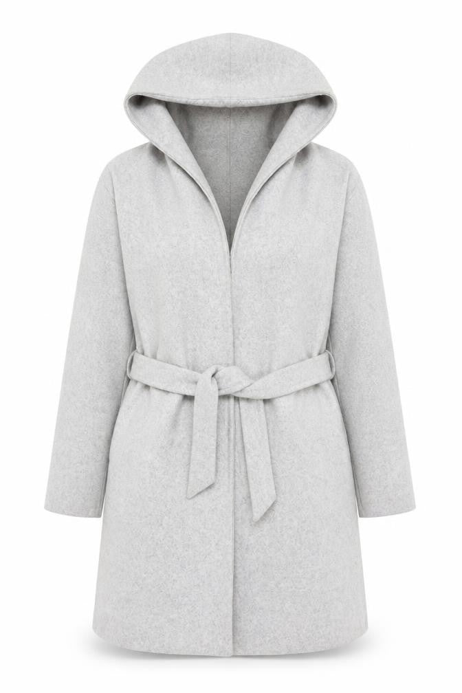 Front view of Zara women’s grey kimono coat, size XS, tie