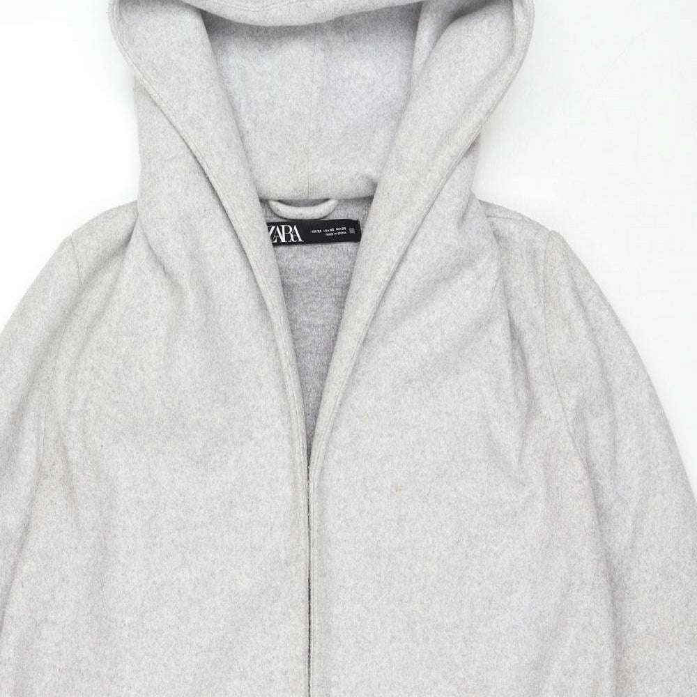 Zara Womens Grey Kimono Coat Size XS Tie