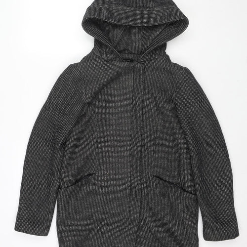 New Look Womens Black Overcoat Coat Size 8 Zip
