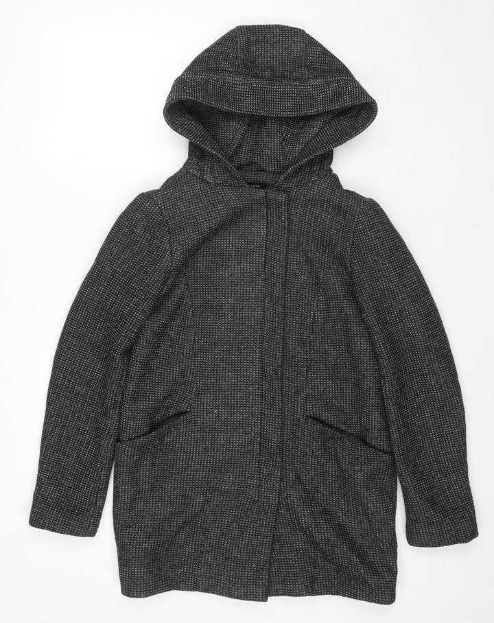 New Look Womens Black Overcoat Coat Size 8 Zip