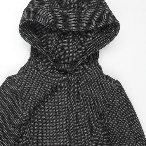 New Look Womens Black Overcoat Coat Size 8 Zip