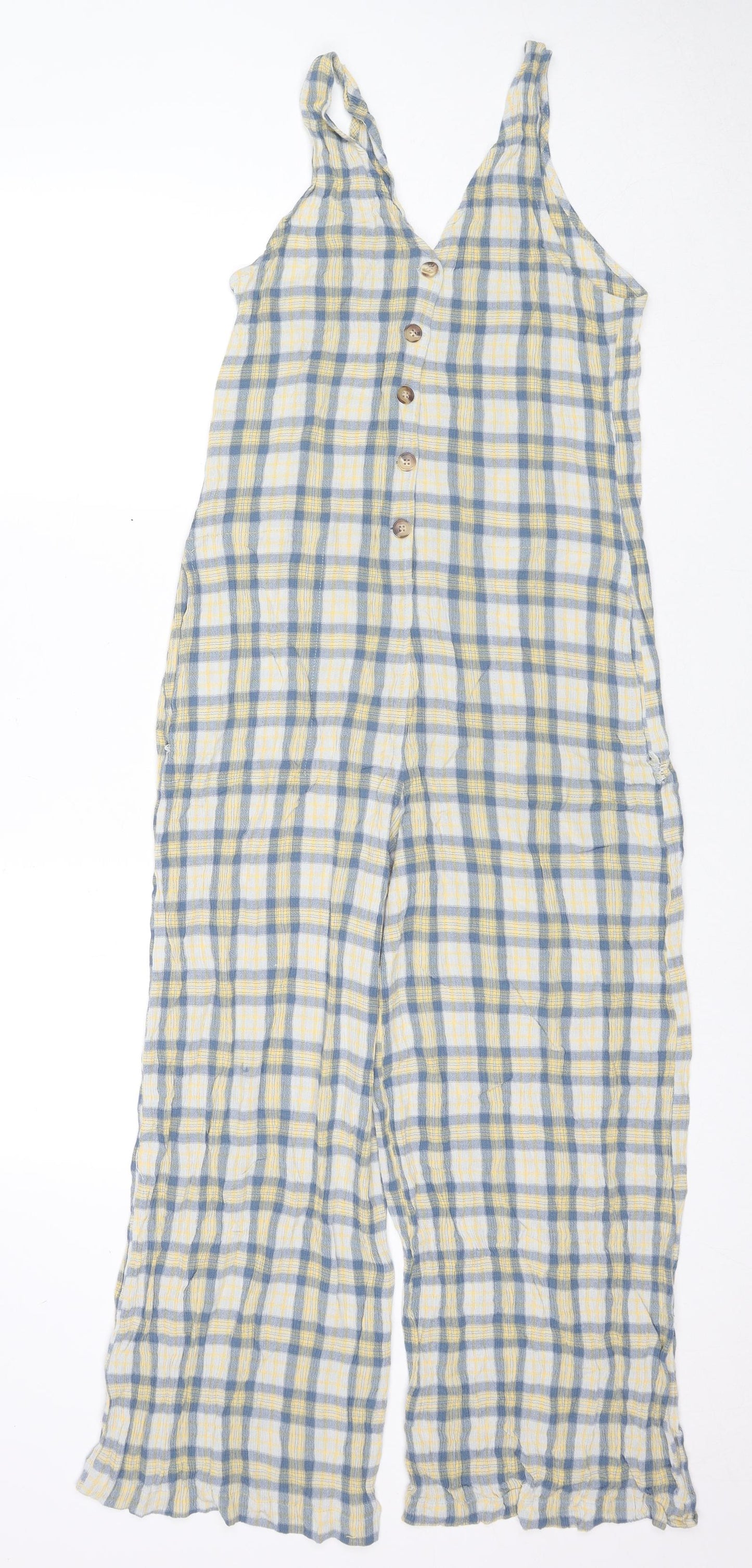 Urban Outfitters Womens Multicoloured Check Viscose Jumpsuit One-Piece Size S L23 in Button