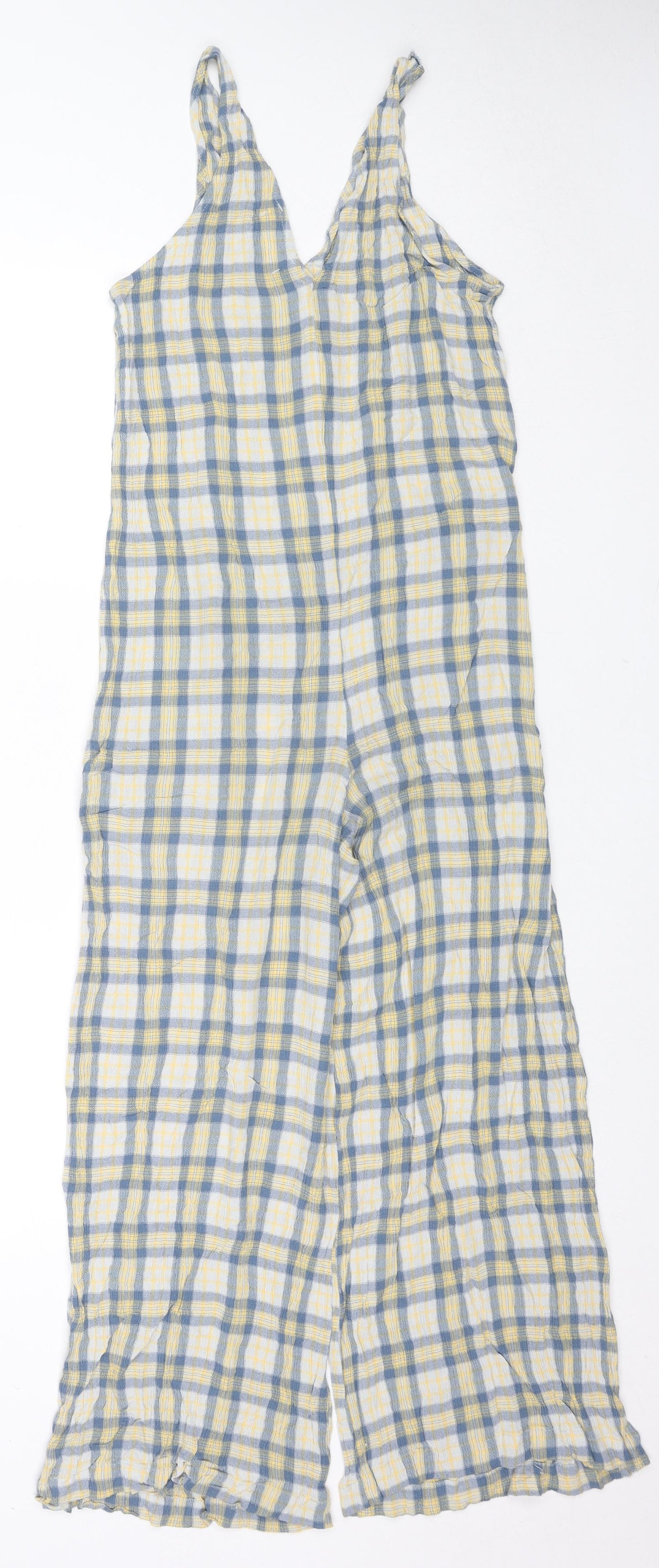 Urban Outfitters Womens Multicoloured Check Viscose Jumpsuit One-Piece Size S L23 in Button