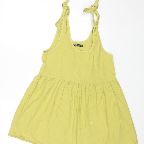 Nasty Gal Womens Green Cotton Tank Dress Size 10 Scoop Neck Tie