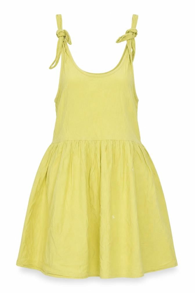 Nasty Gal Womens Green Cotton Tank Dress Size 10 Scoop Neck Tie